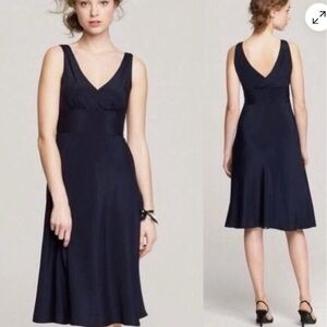 J.CREW Women's 4 Black 100% Silk Crepe Sophia Sleeveless Midi Dress